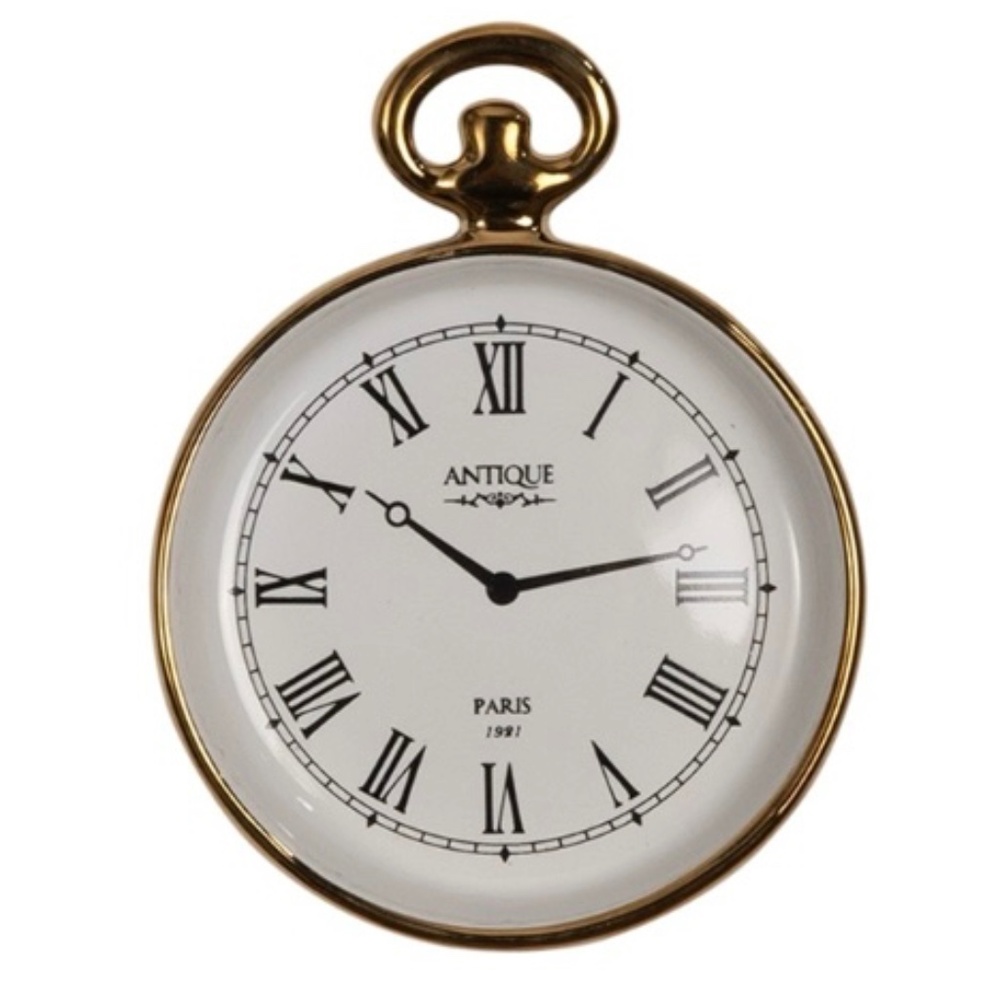 New Intelligent Living Pocket Watch Trinket Jewelry Dish Ceramic Paris Gold Rim